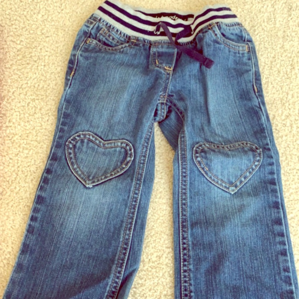 Mini Boden wide leg jeans with heart details